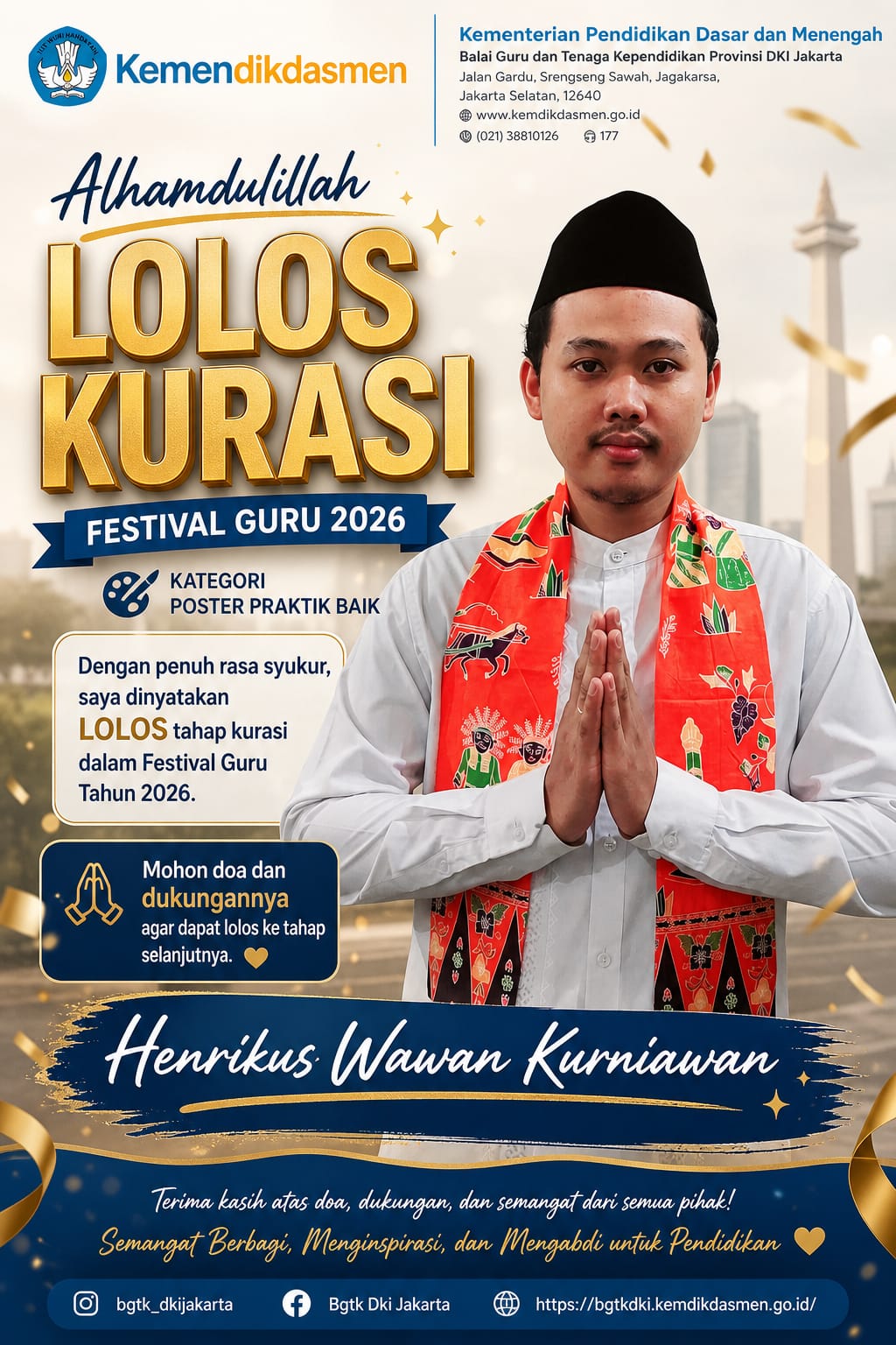 Henrikus Wawan Kurniawan Menjadi Finalis Festival Guru DKI Jakarta 2026
